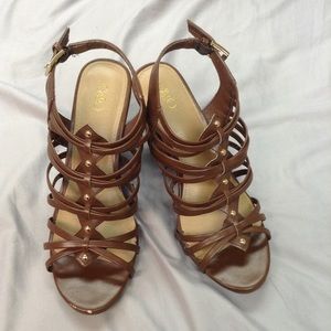 Cato Brown Strappy Sandal Wedges